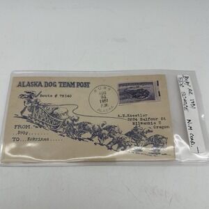 Vintage 1951 USA Alaska Dog Team Post Cover Alaska to Milwaukie OR Route #78140